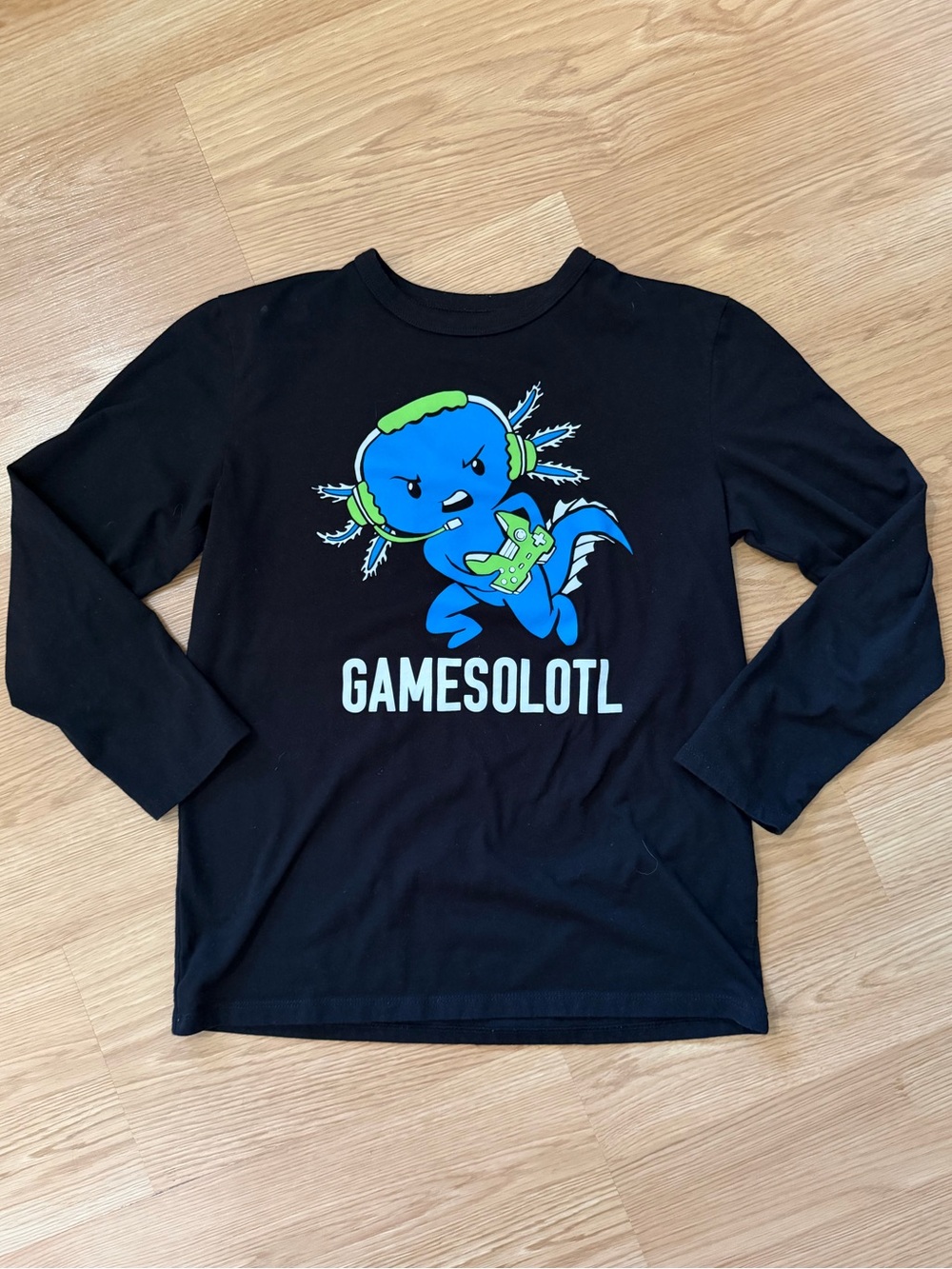 Gamer Axolotl Gamesolotl Black Graphic Gaming Tee Kids 14